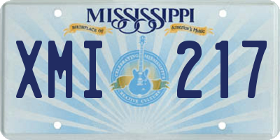 MS license plate XMI217