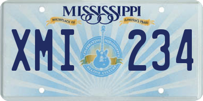 MS license plate XMI234