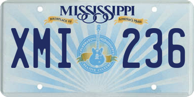 MS license plate XMI236