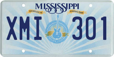 MS license plate XMI301