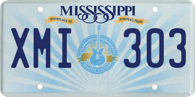 MS license plate XMI303
