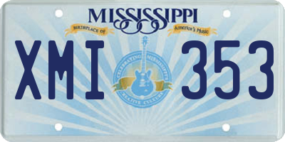 MS license plate XMI353