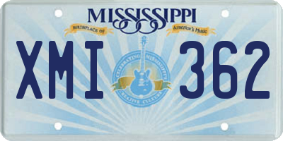 MS license plate XMI362