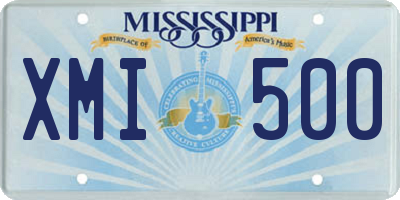 MS license plate XMI500