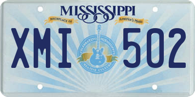 MS license plate XMI502