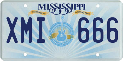 MS license plate XMI666