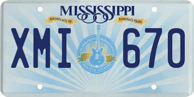 MS license plate XMI670