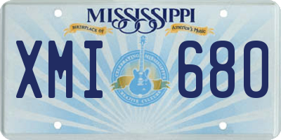 MS license plate XMI680