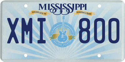 MS license plate XMI800