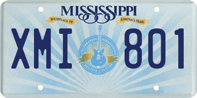 MS license plate XMI801
