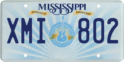 MS license plate XMI802