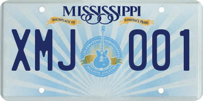 MS license plate XMJ001
