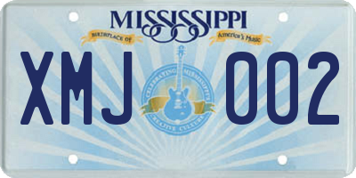 MS license plate XMJ002