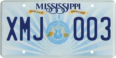 MS license plate XMJ003