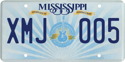 MS license plate XMJ005