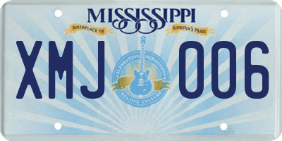 MS license plate XMJ006