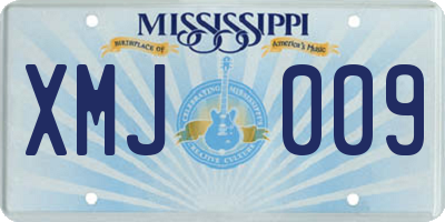 MS license plate XMJ009