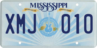 MS license plate XMJ010