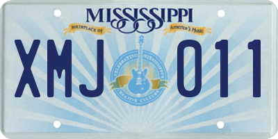 MS license plate XMJ011