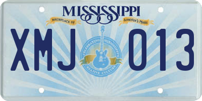 MS license plate XMJ013