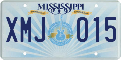 MS license plate XMJ015