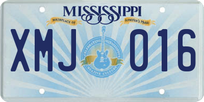 MS license plate XMJ016