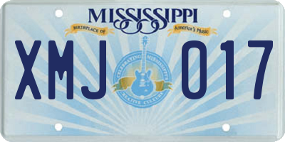 MS license plate XMJ017