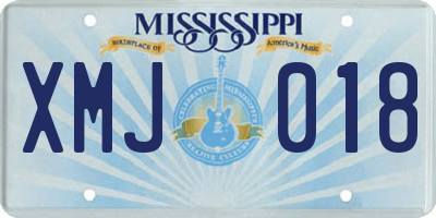MS license plate XMJ018