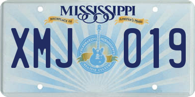 MS license plate XMJ019