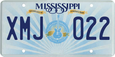 MS license plate XMJ022