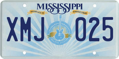 MS license plate XMJ025
