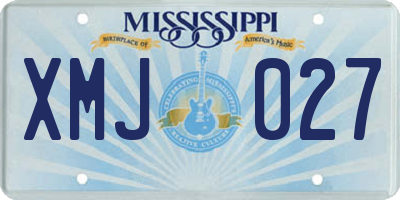 MS license plate XMJ027