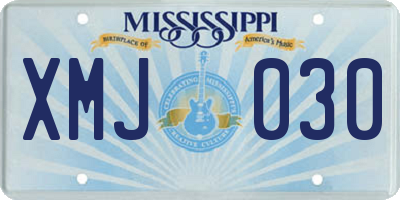 MS license plate XMJ030