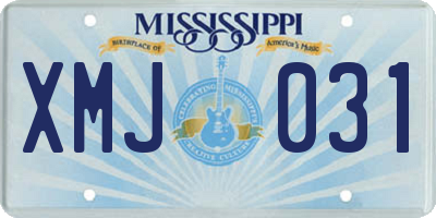 MS license plate XMJ031