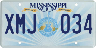 MS license plate XMJ034