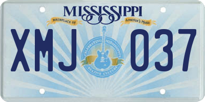MS license plate XMJ037