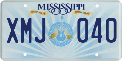 MS license plate XMJ040