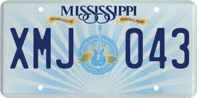 MS license plate XMJ043