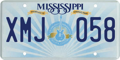 MS license plate XMJ058