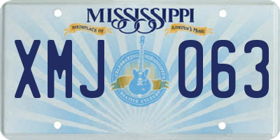 MS license plate XMJ063