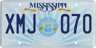 MS license plate XMJ070