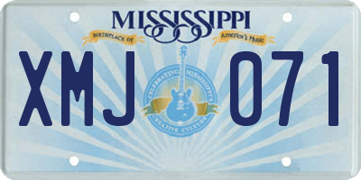 MS license plate XMJ071