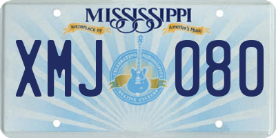 MS license plate XMJ080