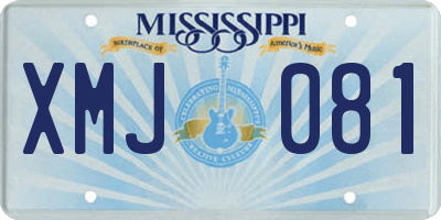 MS license plate XMJ081