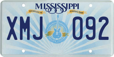 MS license plate XMJ092