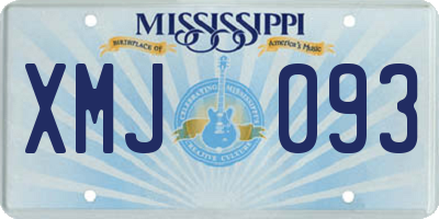 MS license plate XMJ093