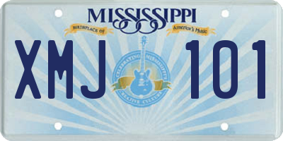 MS license plate XMJ101