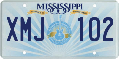 MS license plate XMJ102