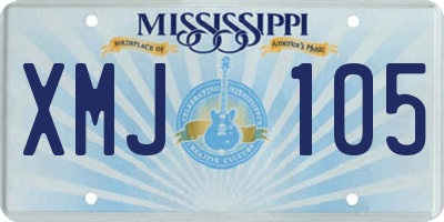 MS license plate XMJ105