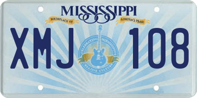 MS license plate XMJ108